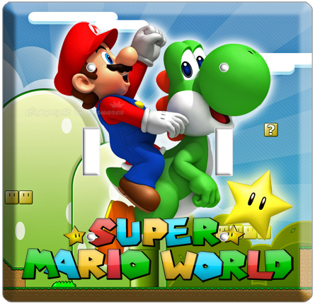 NEW SUPER MARIO YOSHI DOUBLE LIGHT SWITCH COVER PLATE A  